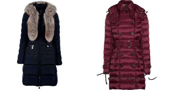 Удлиненное зимнее пальто с меховым воротом и бордовое пальто