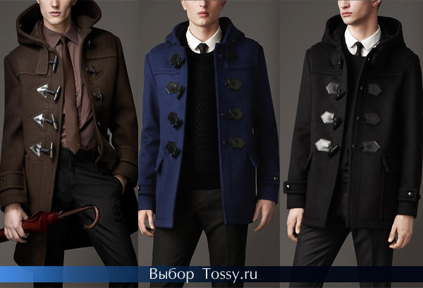 Коричневое, синее и черное мужское пальто
