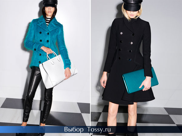 Бирюзовое и черное пальто от Gucci