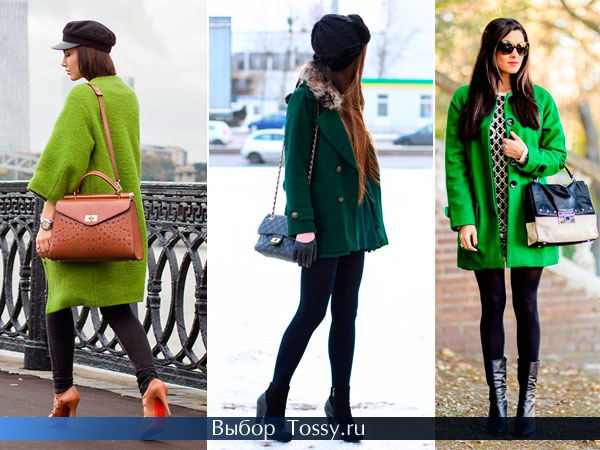 Фото модного зеленого пальто