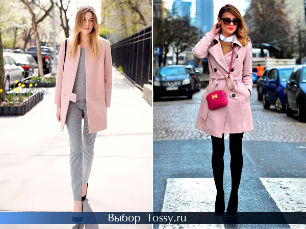 Строгое пальто нежно-розового цвета