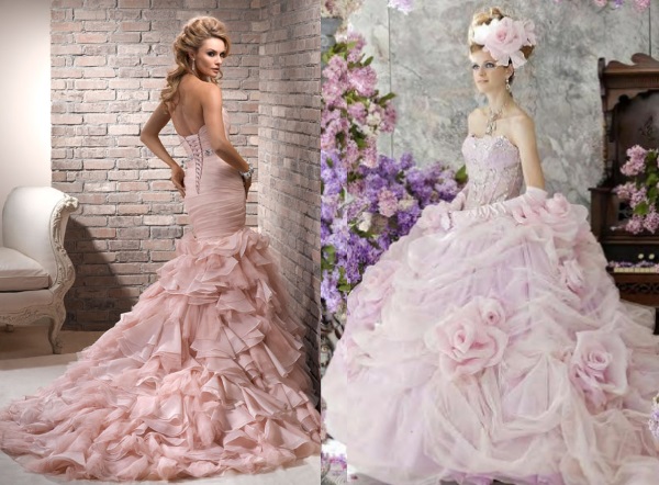 свадебное розовое платье