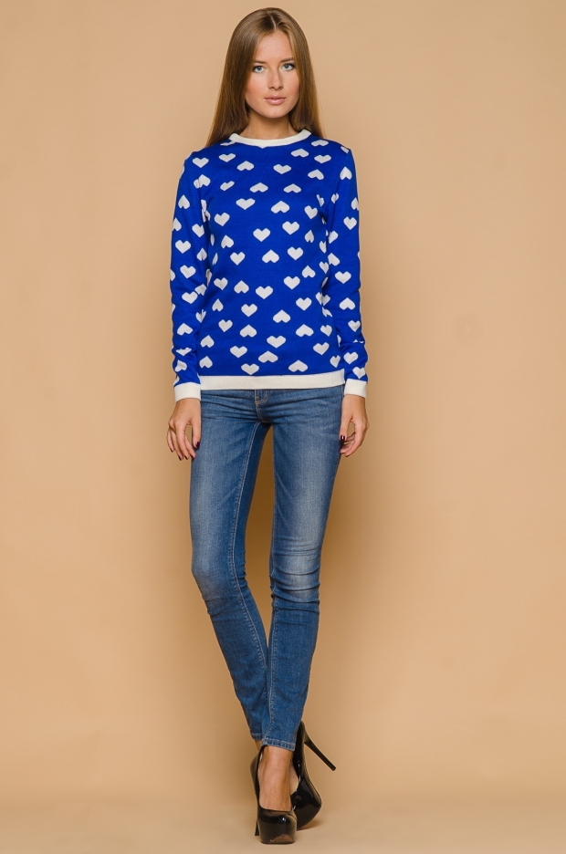 Мода 2015 свитер синий электрический 